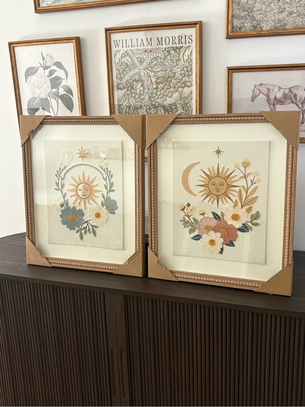 New BP Home Textile Embroidery Woven Wall Art SUN MOON ☀️ 🌙STARS  Set of 2